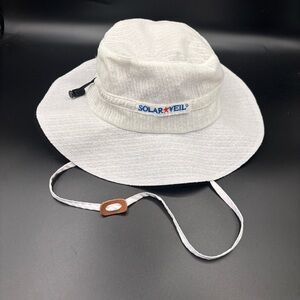Solar Veil Bucket Hat‎ Polyester 1 Size Adjustable Strap White Blue Lightweight